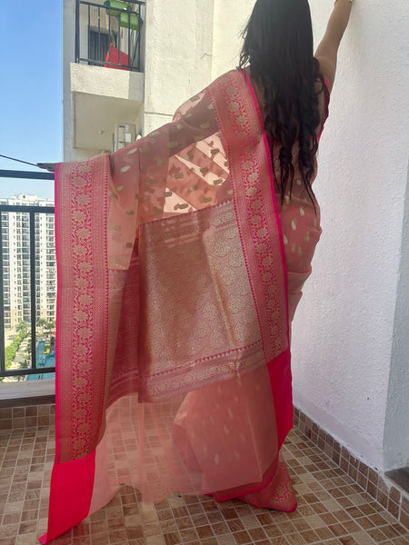 Reena Dwivedi In Kota Doria Saree. Available In 2 Colours.