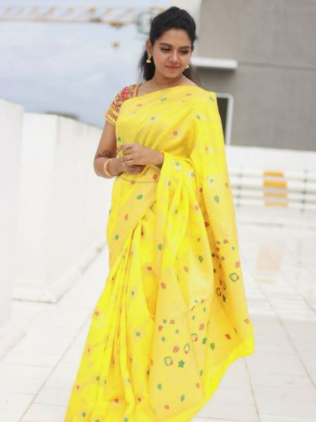 Roopa Mohan In Yellow Meenakari Zari Banarsi Silk Saree. Available In 7 Colours