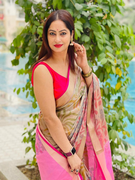 Reena Dwivedi In Brown Chanderi Cotton Silk Self Design Saree