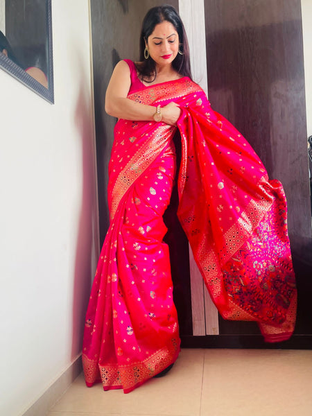 Komal Kandoi In Banarsi Silk Saree. Available In 6 Colours.