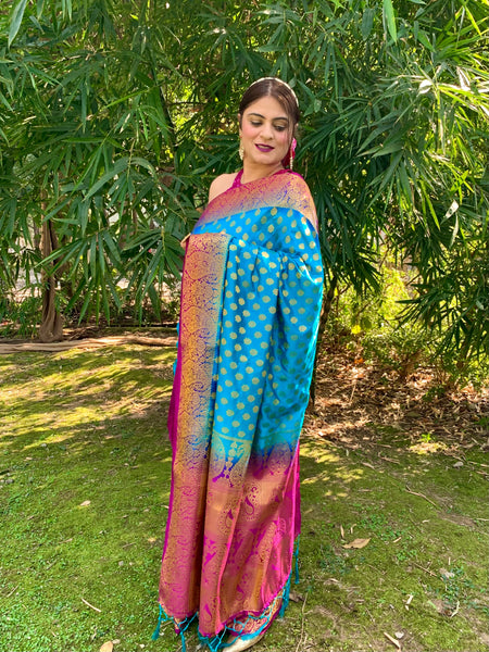 Naveena Kapoor In Banarsi Silk Saree. Available In 8 Colours.