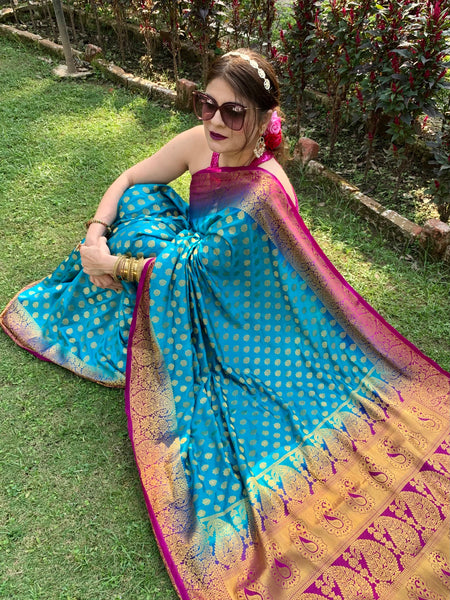 Naveena Kapoor In Banarsi Silk Saree. Available In 8 Colours.